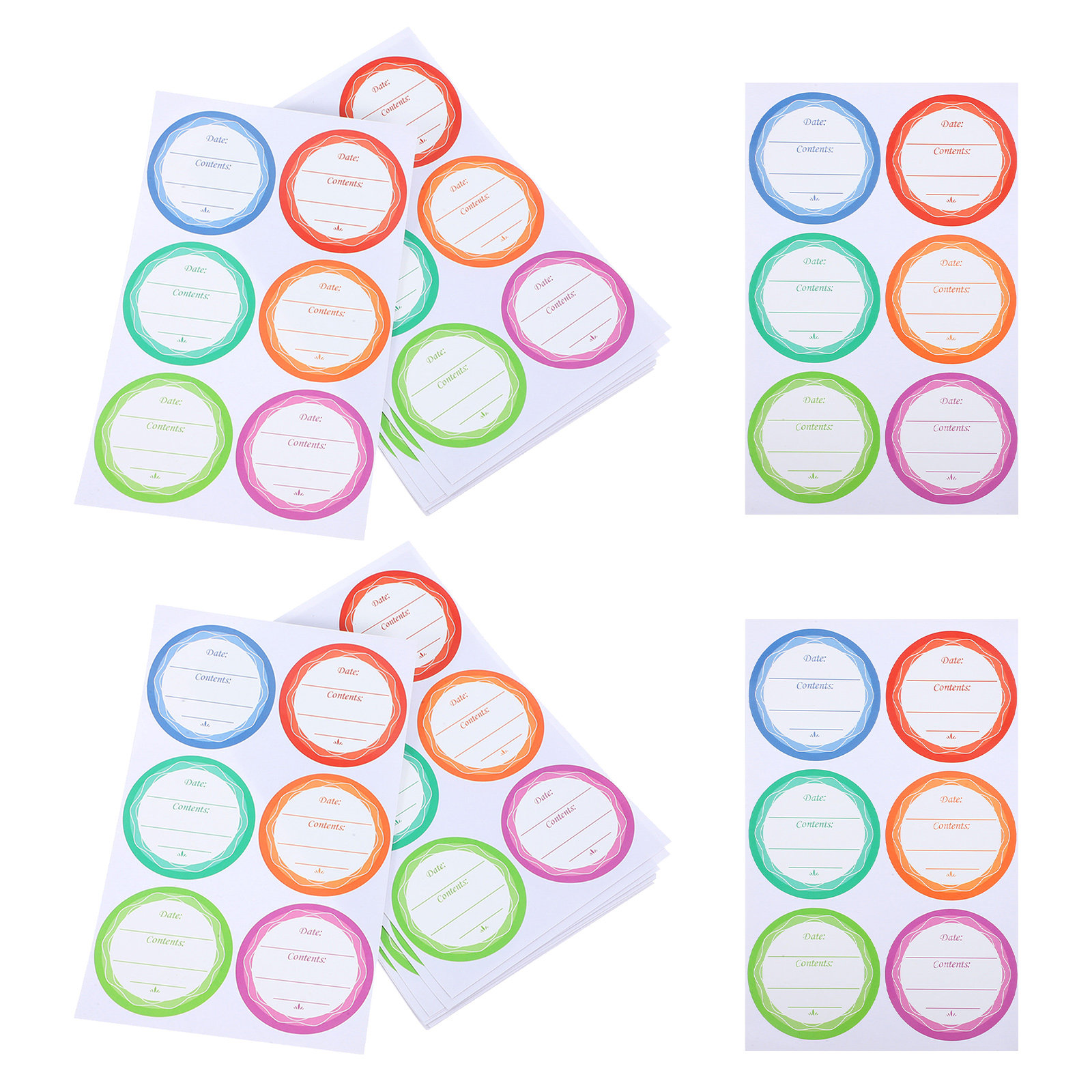 Food Storage Jars & Containers - Étiquettes autocollantes imperméables multicolores pour dates,