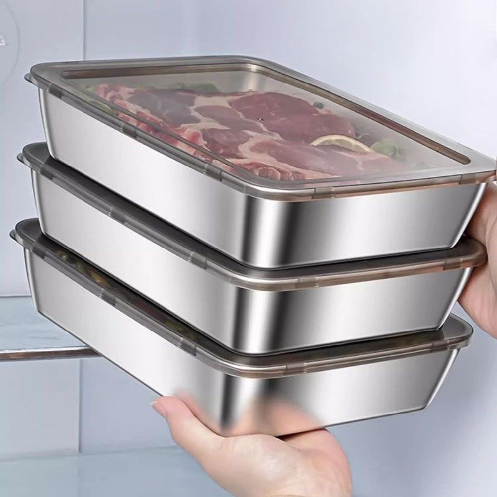Food Storage Boxes With Lids - Plateau de service en acier inoxydable