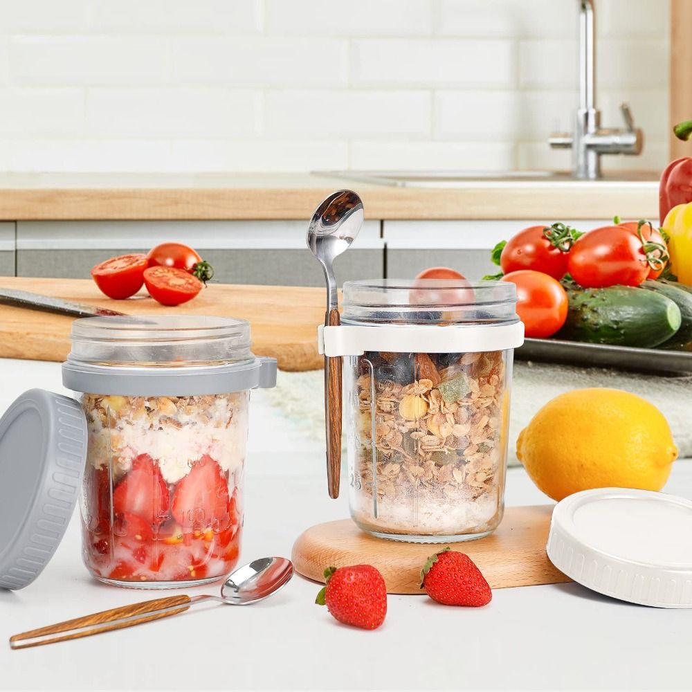 Food Storage Glass Set - Pot à yaourt 350ml, pots d'avoine