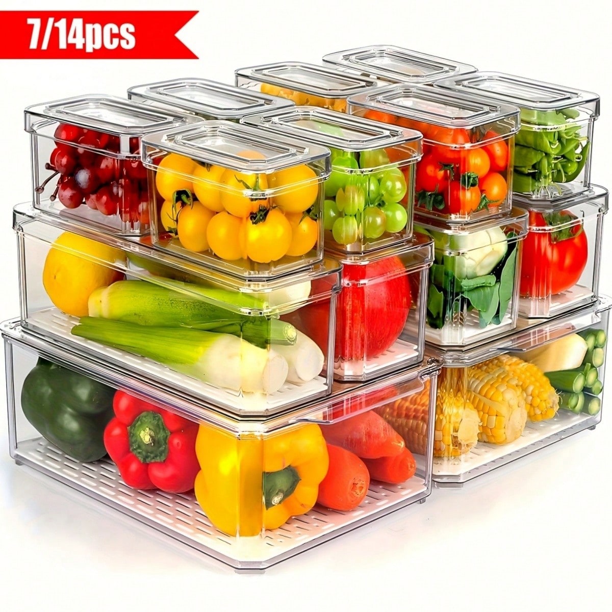 Lot de 7/14 bacs de rangement  - Food Storage Stackable Containers avis et prix