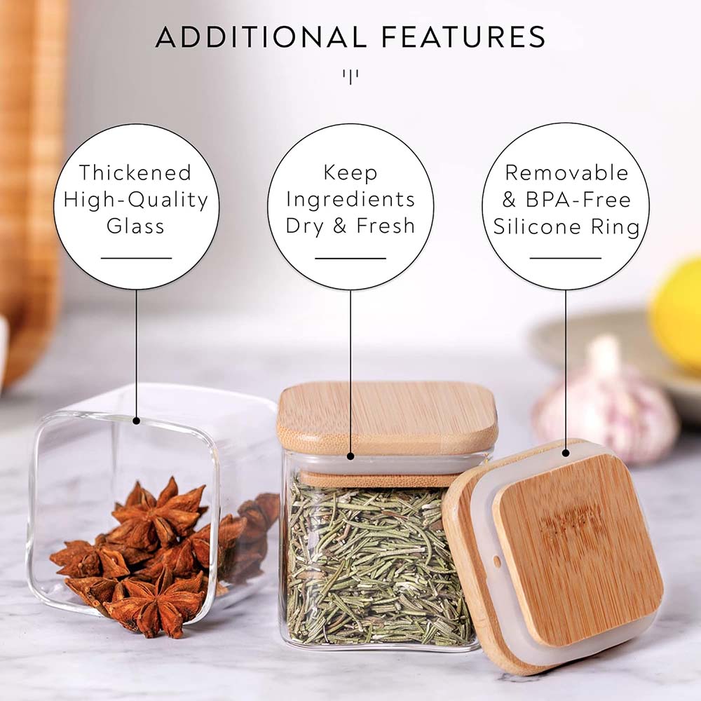 Bocaux à Épices Carrés en Verr - Food Storage Glass Set avis et prix